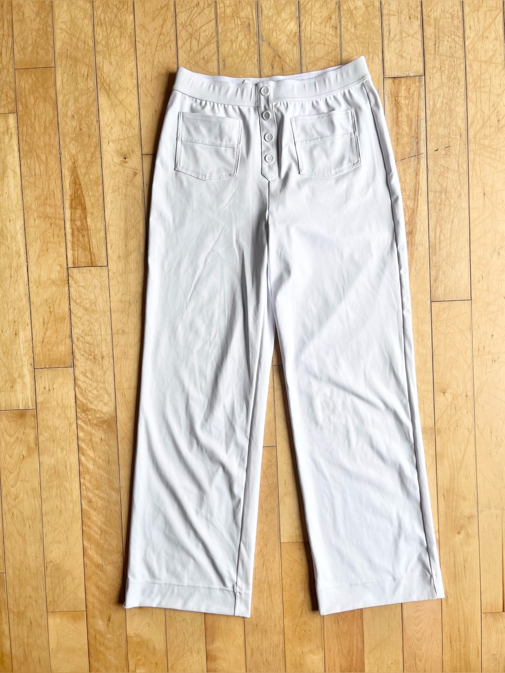 Halara High-Rise Button Front Wide Leg White Pants - Size Large TALL